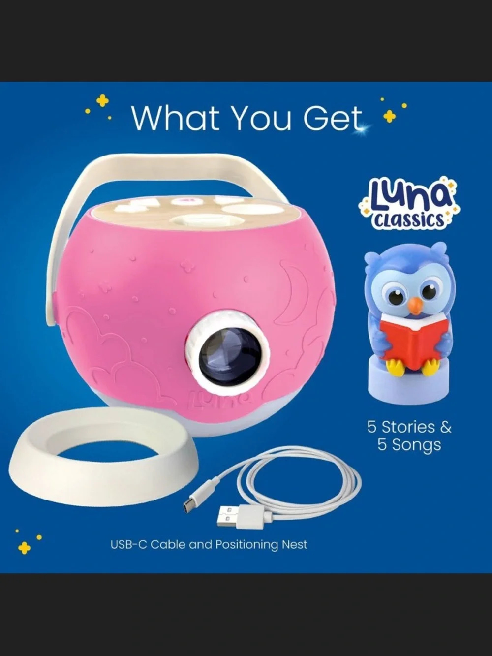 Luna StoryTime Projector with Nighlight •Pink•